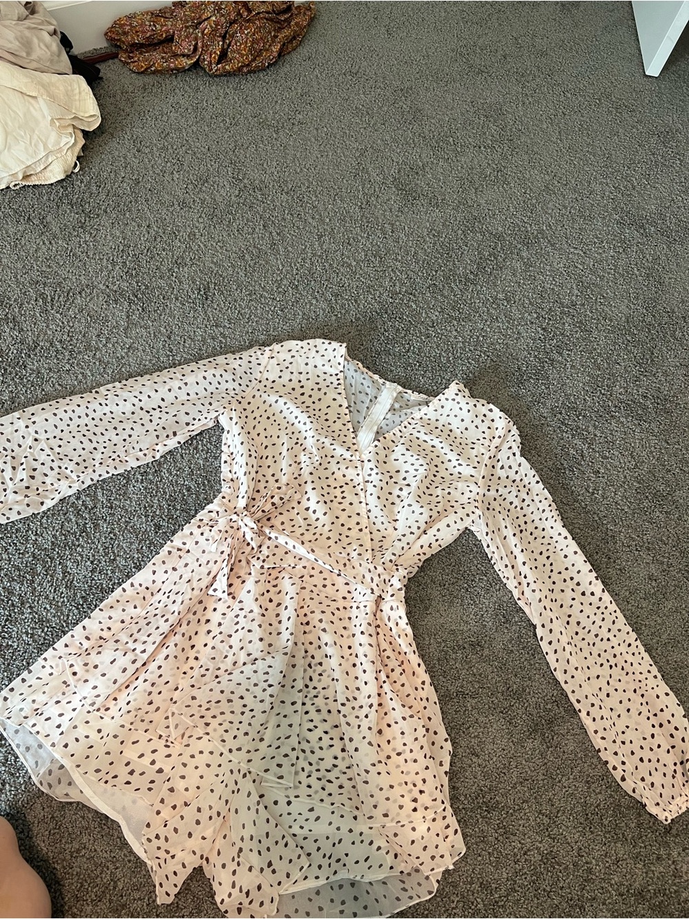 Amazon Cream Wrap-Style Polka Dot Romper